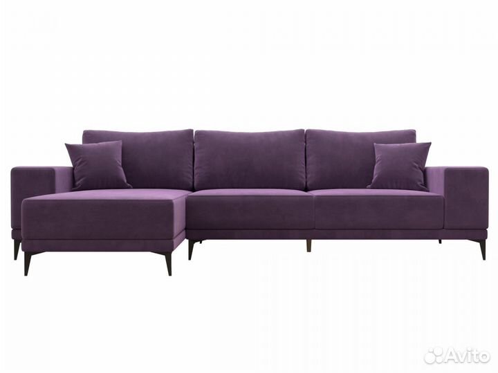 Диван угловой Льюес левый, микровельвет, сиреневый