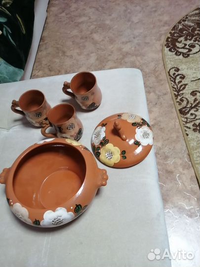 Супница СССР и 3 кружки