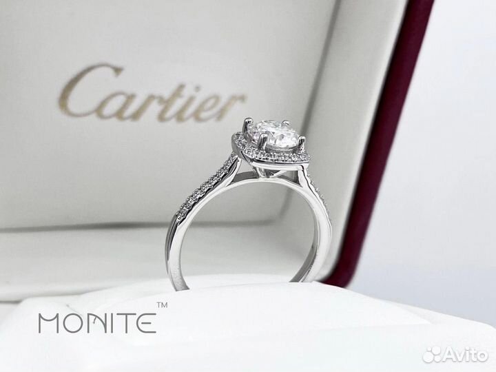 Кольцо Cartier с бриллиантом(муассанит) 1 карат