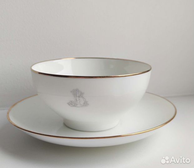 Чайная пара костяной фарфор лвз, ручная роспись