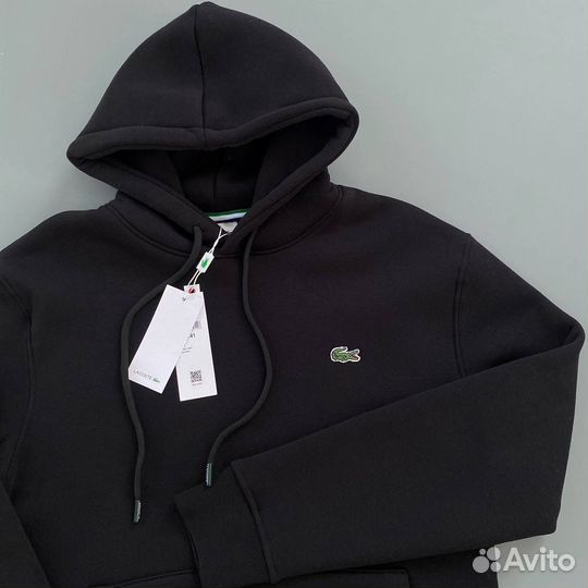 Худи lacoste черное с начесом