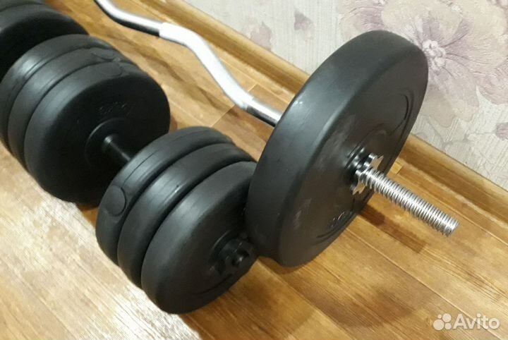 Гантели по 12кг + Штанга 15 кг