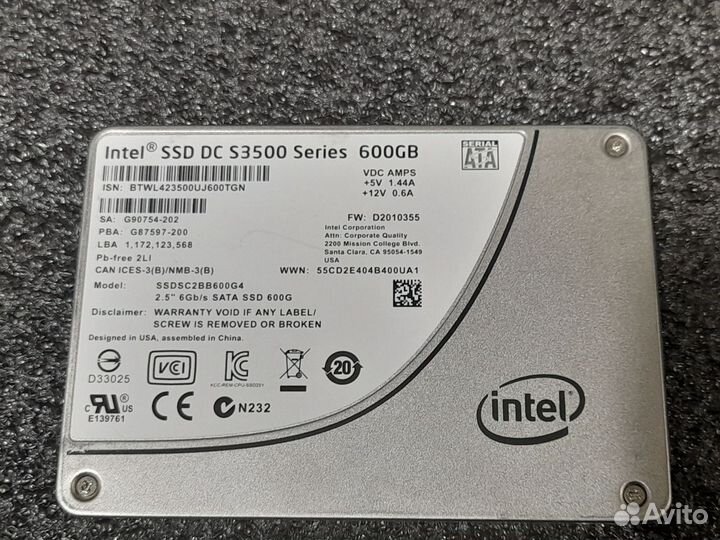SSD диск Intel DC S3500 600Gb ssdsc2BB600G401