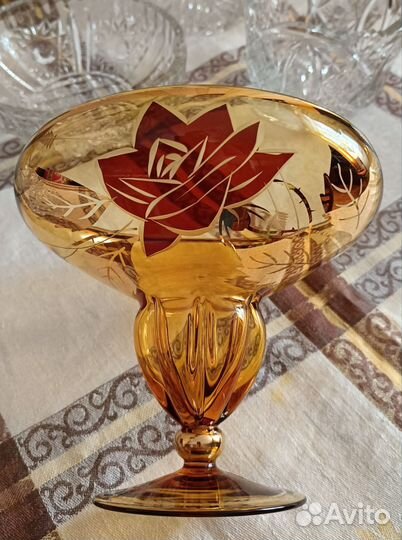 Ваза на ножке Богемия Чехословакия