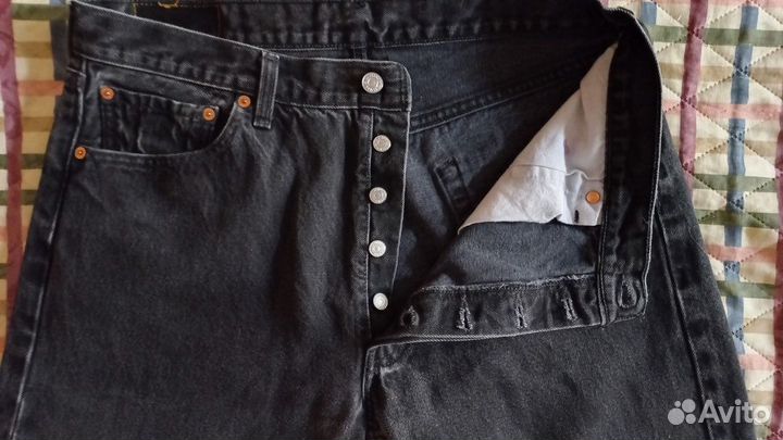 Джинсы levis 501 черные размер 36-34