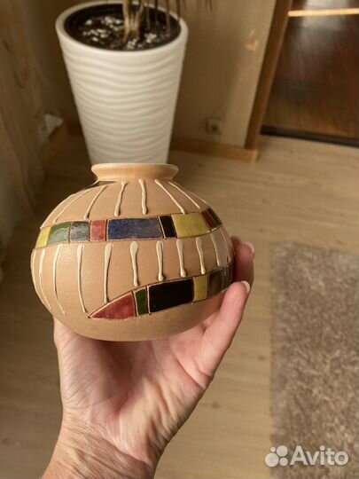 Глиняная ваза,ручной работы