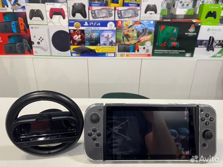 Nintendo Switch + чехол - бампер + руль / магазин