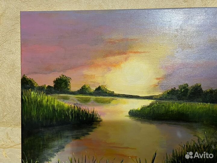 Картина Закат нв реке