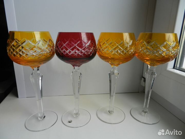 Фужеры цветной хрусталь