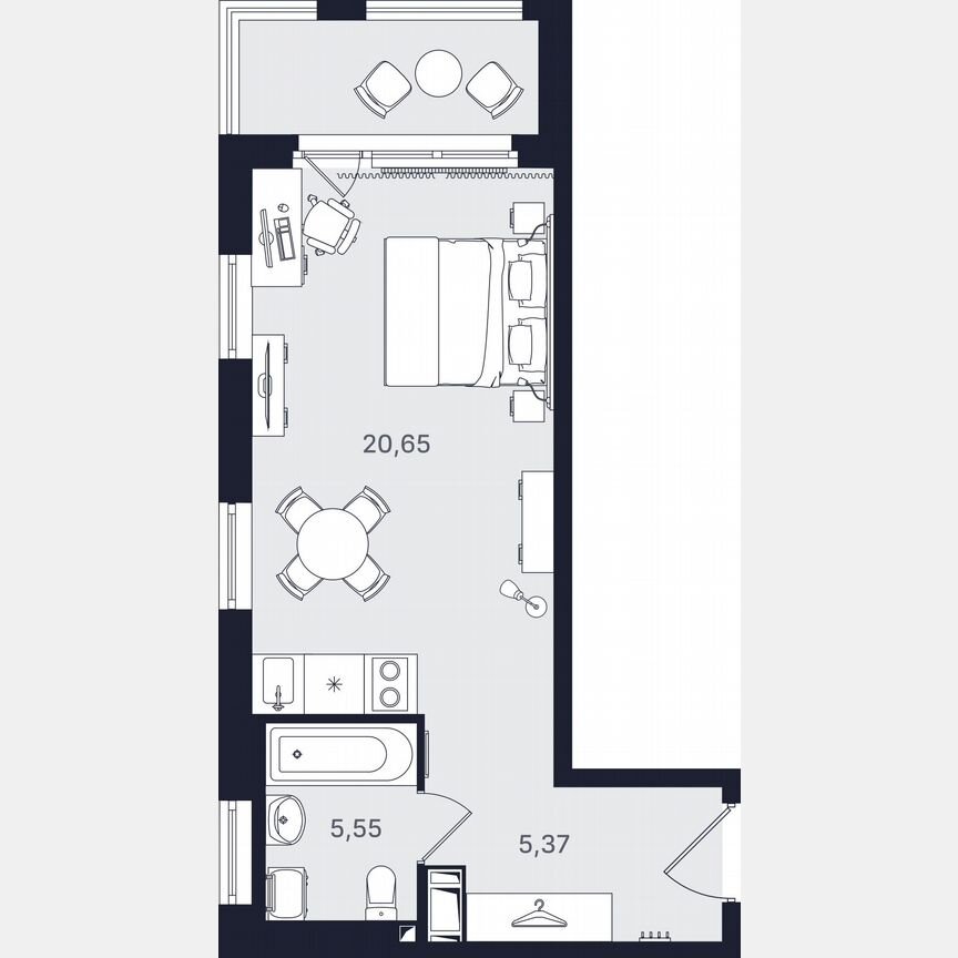 Апартаменты-студия, 31,6 м², 8/24 эт.