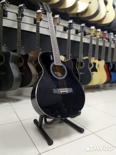 Акустическая Черная Новая гитара глянец