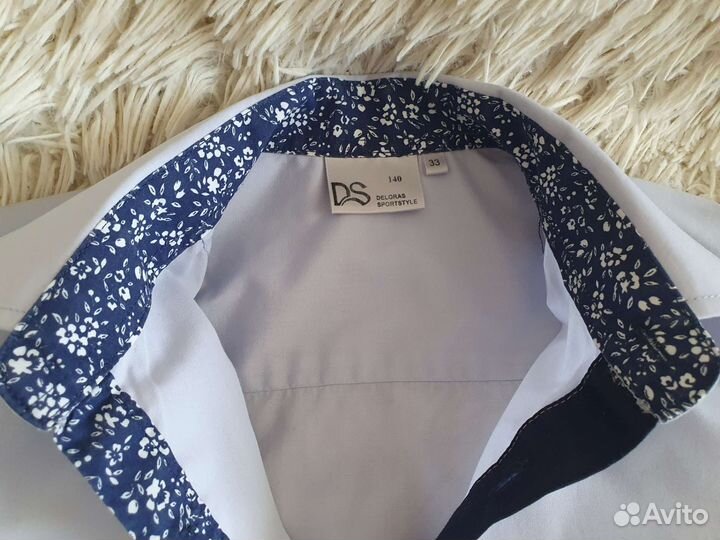 Рубашка на мальчика голубая р.140