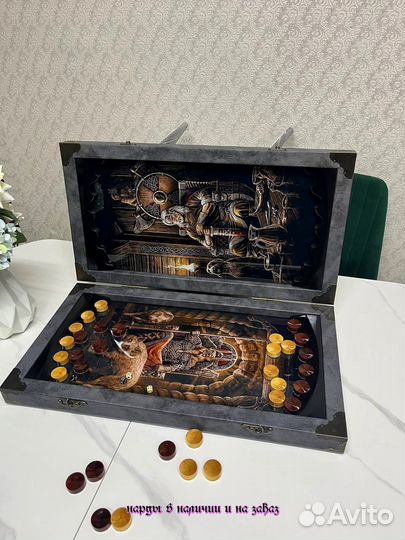 Нарды ручной работы со стеклом 