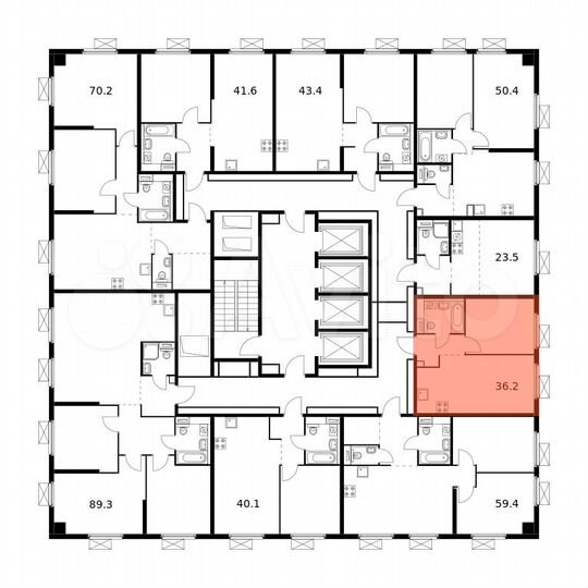 1-к. квартира, 36,2 м², 29/33 эт.