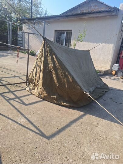 Палатка туристическая брезентовая с матрасом