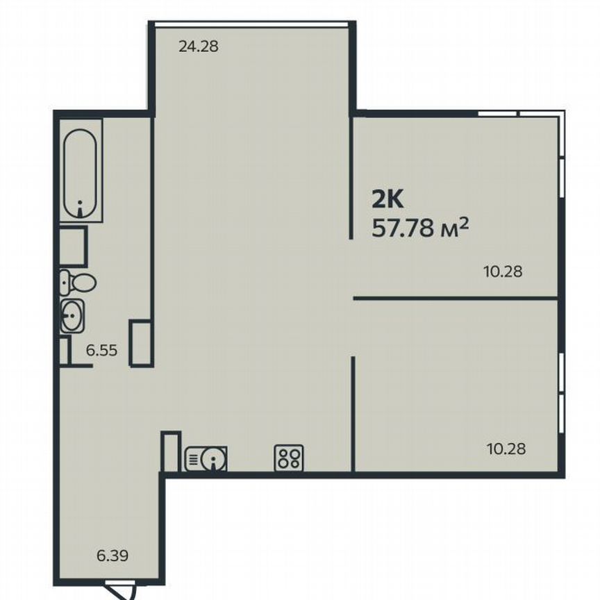 2-к. квартира, 57,8 м², 6/9 эт.