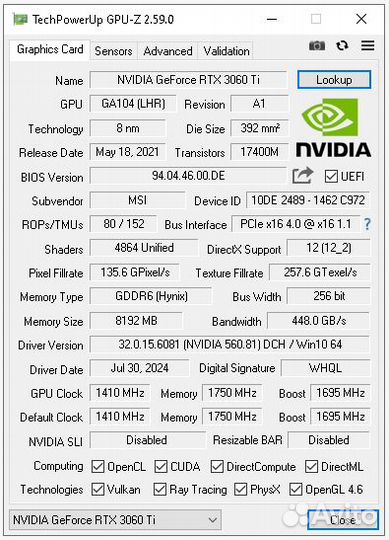 MSI GeForce RTX 3060 Ti