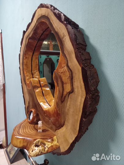 Зеркало, диаметр 70 см, черный орех