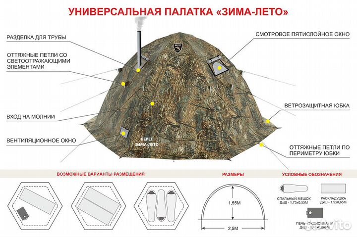 Палатка универсальная Берег Зима-лето