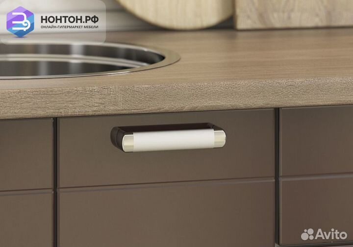 Кухня Виктория 1.6 м белый / крем глянец / шоколад