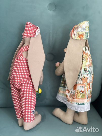 Интерьерные куклы тильда Пасха Пара кроликов