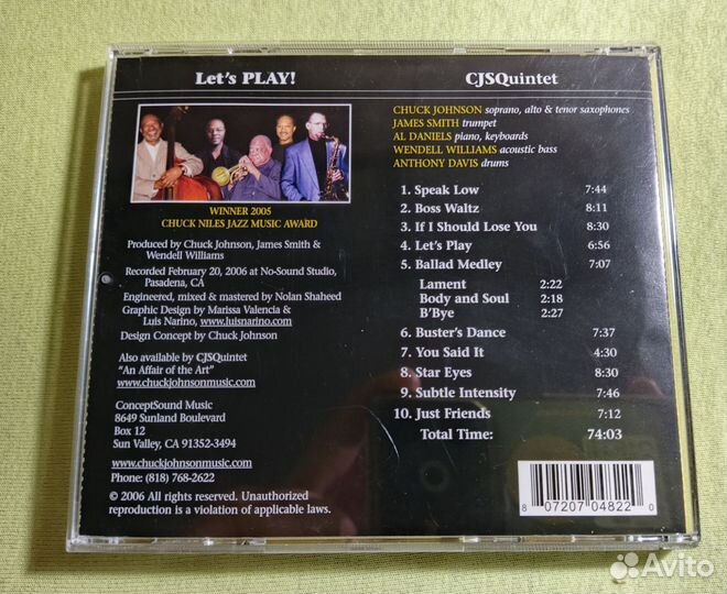 Cjsquintet Let's Play Jazz CD 2006 USA sax