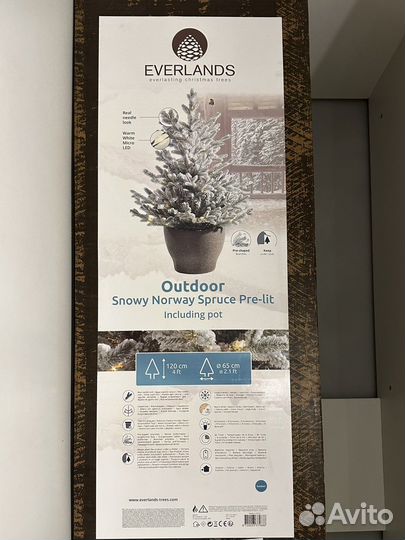 Елка искусственная заснеженная 120см в кашпо