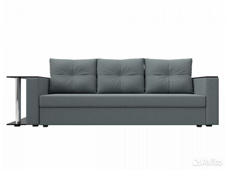 Диван прямой Атланта Лайт со столом слева, рогожка, амур серый