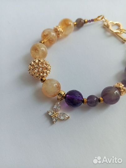 Браслет с аметистом, цитрином