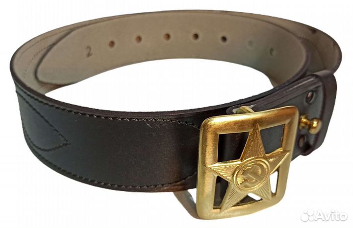Ремень кожаный генеральский латунная пряжка