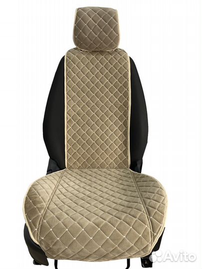 Накидки на сиденья из велюра бежевые узкие