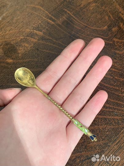 Серебряная солонка с ложечкой винтаж