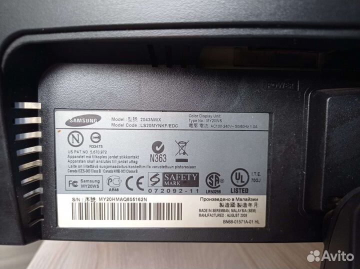 Монитор Samsung syncmaster 2043