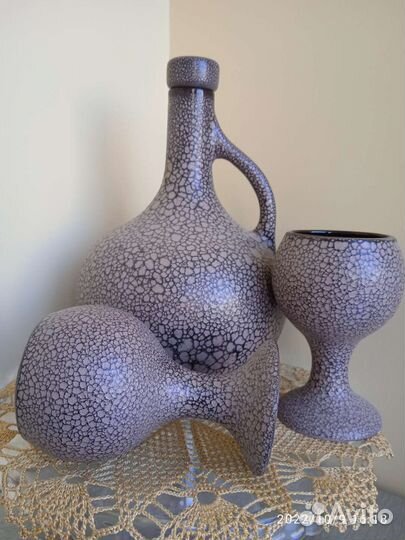 Графин для вина + 2 фужера. Керамика