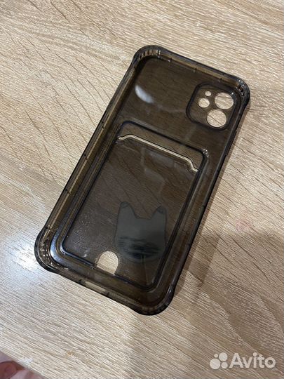 Чехол прозрачно-чёрный защитный на 11 айфон