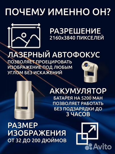 Проектор для фильмов, full HD 4K, Встроенные динам