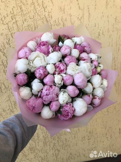 Пионы с доставкой, букет из пионов 15 19 21 51 101