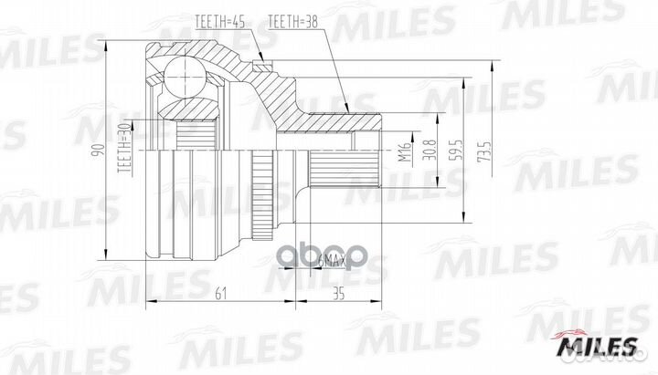 ШРУС audi 80/90/100/A6 I 2.0-2.8 88-97 нар. +AB