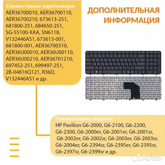 Клавиатура HP Pavilion G6-2000 черная с рамкой