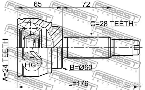 Шрус наружный 24x60x28 (ssang yong kyron 2005)