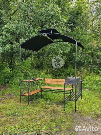 Мангал беседка со скамейкой
