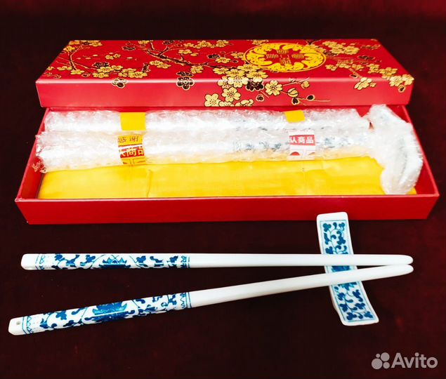 Набор фарфоровых палочек для суши в коробке, новый