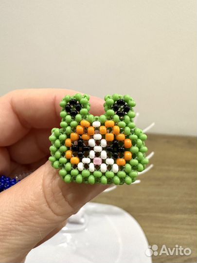 Кольцо из бисера 2 шт ручная работа новые