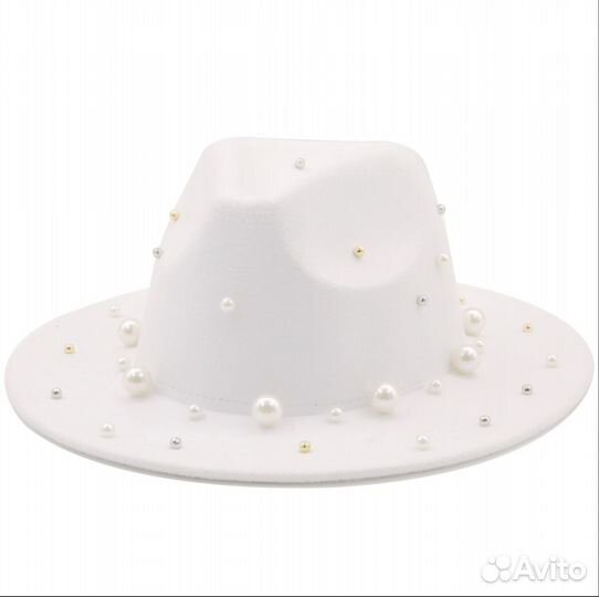 Новая женская белая шляпа с жемчугом