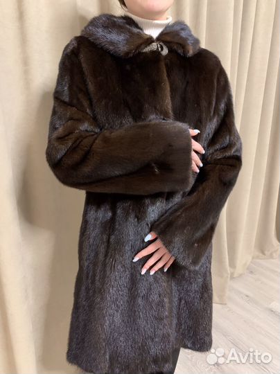 Шуба норковая с капюшоном