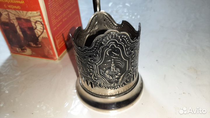 Подстаканник никелированный с чернью мнц СССР