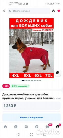 Дождевик для средней собаки