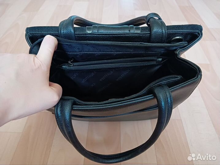 Сумка черная кожаная Westfalika