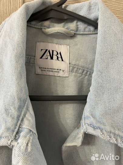 Джинсовая oversize рубашка Zara