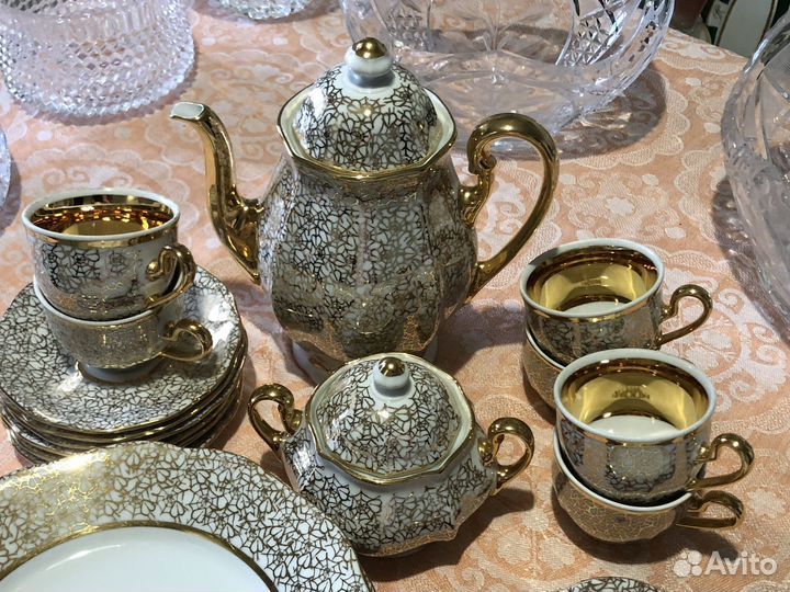 Сервиз кофейный,Чехия,21 предмет,Хруст.вазы